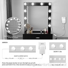 AMMON LED Vanity Mirror Light Kit Hollywood Makeup Light Dimmable Light Bulb Lighting Fixture Strip Vanity Table Set for Dressing Room with Dimmer Switch(10 Bulbs Adhesive) - B078LW9WLW