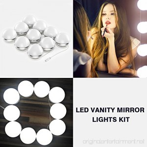 AMMON LED Vanity Mirror Light Kit Hollywood Makeup Light Dimmable Light Bulb Lighting Fixture Strip Vanity Table Set for Dressing Room with Dimmer Switch(10 Bulbs Adhesive) - B078LW9WLW
