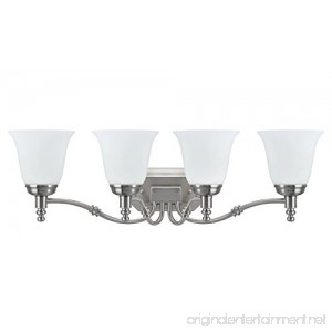 Aspen Creative 62023-2 Four-Light Metal Bathroom Vanity Wall Light Fixture 30 Wide Transitional Design in Satin Nickel with Frosted Glass Shade - B01LBSPICE
