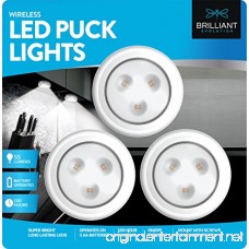 Brilliant Evolution BRRC133 Wireless LED Puck Light 3 Pack - Operates On 3 AA Batteries - Kitchen Under Cabinet Lighting - B01JQKZMD4