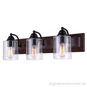 Canarm Balsa 3 Light Vanity Light with Clear Glass and Matte Black /Faux Wood Finish - B01N17T4UV