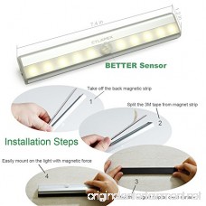 CYLAPEX 3 PCS Motion Sensor Closet Light AAA Battery Operated Stick-on Anywhere Wireless Motion Detection Under Cabinet Lights Portable 10 LED Night Light Bar for Stairs Hallway Wardrobe Warm White - B077FXPYRJ