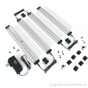 EShine 4 Panels 12 Inch LED Under Cabinet Lighting Hand Wave Activated - Deluxe Kit Warm White (3000K) - B01G9H5ZAM