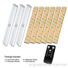 Fansteck Remote Control Led Lights Stick-Anywhere Portable Wireless LED Under Cabinet Lights/Puck lights/Closet Lights with Magnetic Tape/Brightness Adjustment/Auto Off Timer 3 Packs Silver - B0786CJ5MX