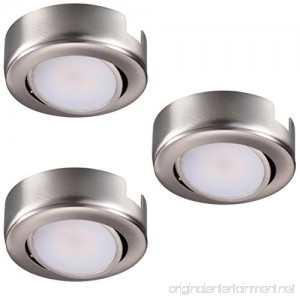 GetInLight Dimmable and Swivel LED Puck Light Kit with ETL List Recessed or Surface Mount Design Warm White 2700K Brushed Nickel Finish (Pack of 3) IN-0107-3-SN - B01JHQIEUU