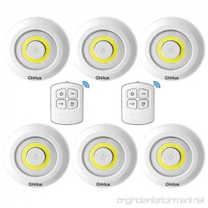 Glolux Ultra Bright 150 Lumen COB LED Puck Lights With Remote Control Under Cabinet Lighting Tap Lights Counter Lights Battery Wireless Operated Under Counter Lighting (Pack of 6) - B078NST75M