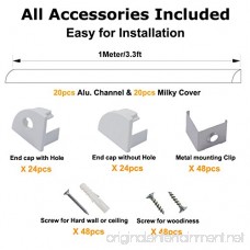 hunhun 20-Pack 3.3ft/1Meter V Shape LED Aluminum Channel System with Milky Cover End Caps and Mounting Clips Aluminum Profile for LED Strip Light Installations Very Easy Installation - B07691Y351