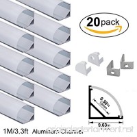 hunhun 20-Pack 3.3ft/1Meter V Shape LED Aluminum Channel System with Milky Cover  End Caps and Mounting Clips  Aluminum Profile for LED Strip Light Installations  Very Easy Installation - B07691Y351