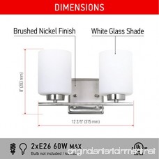 IN HOME 2-Light Vanity/Bathroom Fixture VF44 Series 2 x 60 Watt E26 Medium Socket Bulbs Brushed Nickel Finish with White Glass Shade UL listed - B079YZWG2T