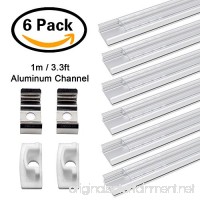 JIRVY 6 Pack 1M/3.3ft LED Aluminum Channel Profile U-Shape Aluminum Extrusion Track W Clear Cover End Caps Metal Mounting Clips for