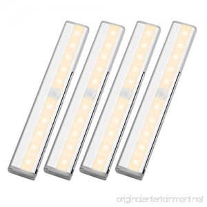 LE LED Motion Sensor Closet Lights 10 LED Wireless Under Cabinet Lighting Stick-on Anywhere Night Light Bars with Magnetic Tape for Closet Cabinet Wardrobe Stairs Battery Operated 4 Pack - B073CPCMZ2