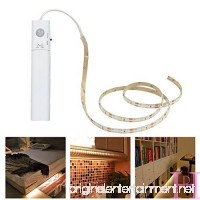 LED Battery Operated Bed Light  Motion Sensor Flexible Led Strip Rope Light Kit Tape Stair Night Step Lighting for Bedroom Cabinet Warm White 3000K - B071RV4PGP