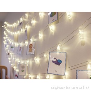 LED Fairy String Lights with Clips for Photos - 20 Battery Operated Warm White Lights - Bedroom Indoor and Outdoor Decoration - B079K99V59