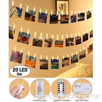 LED Photo Clip String Lights - Qoolivin 5M 20 Clips USB Plug Warm White LEDs Battery Operated Fairy String Lights Bedroom Home Decoration for Hanging Photos  Cards and Artwork - B0731D8V5Y