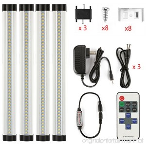 LXG 12in Dimmable LED Under Cabinet Lighting 12W 5000K Daylight 1000LM Clear Cover Led Strips 11key Remote Control 4 Pack - B01LA7443K