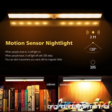 Motion Sensor Light Cabinet Lights USB Rechargeable 10 LED Cabinet Lighting Magnetic Removable Stick-On Anywhere for Closet/Wardrobe/Drawer/Cupboard Warm White Light Silver 2 Pack - B06XY7KFWD