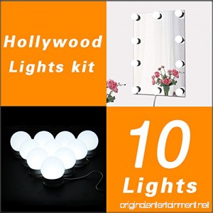 New Version Hollywood Style LED Vanity Mirror Lights Kit for Makeup Dressing Table Vanity Set Lighted Mirrors with Dimmer and Power Supply Plug in Lighting Fixture Strip 10 Bulbs Mirror Not Included - B075RXTDPS