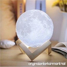 AMZLIFE [Upgraded Version] 3D Printing LED Moon Lamp Lighting Night Light Touch Sensor Switch 2 Brightness Changeable 3000k 6000k Lunar USB Rechargeable Decorative Lights Dimmable 5.9inch - B075FQ1798