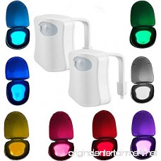 iBetterLife 2 Pack Advanced LED Toilet Lights Motion Detection 8-Color Changing Inside Toilet Bowl Nightlight Infrared Auto Motion Activated Sensor Seat Lamp Fixtures (Only Activates in Dark) - B074D76VFK
