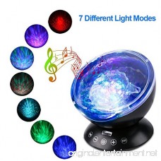 KBAYBO Remote Control Ocean Wave Projector 12 LED &7 Colors Night Light with Built-in Mini Music Player for Living Room and Bedroom (Black) - B076BH5LXQ