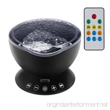 KBAYBO Remote Control Ocean Wave Projector 12 LED &7 Colors Night Light with Built-in Mini Music Player for Living Room and Bedroom (Black) - B076BH5LXQ