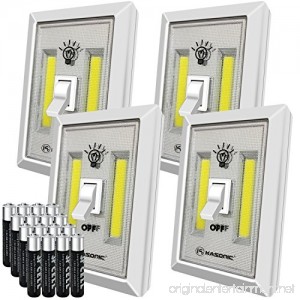LED Night Light Kasonic 200 Lumen Cordless COB LED Light Switch Under Cabinet Shelf Closet Garage Kitchen Stairwell and More Battery(Included) Operated (4 Pack) - B071W2JYDN