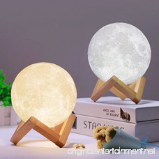 Moon Light - 3d Printing Light - Moon Lamp 3d - Warm and White Touch Control Brightness with USB Charging - Luna Lamp - Moon Decor - Lunar Night Light with Wooden Mount - Moon Gifts 3.9 Inch - B079248YS9