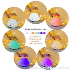 OURRY LED Night Light for Kids Soft Dolphin Silicone Baby Nursery Lamp Sensitive Tap Control 7 Single Colors and Multicolor Breathing Light Dual Modes for Children Girls Women Bedroom and Nursery - B06XCHN2HF