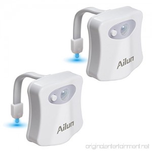 Toilet Night Light[2Pack]by Ailun Motion Activated LED Light 16 Colors Changing Toilet Bowl Nightlight for Bathroom[Battery Not Included] Perfect Decorating Combination Along with Water Faucet Light - B079GMLB13