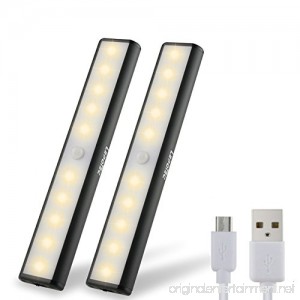 Wireless Motion Sensor Cabinet Light Drawer Closet Lights USB Rechargeable 10 LED Cabinet Lighting Magnetic Removable Stick-On Anywhere for Wardrobe/Stairs/Closet/Drawer Warm White 2 Pack - B06XXNLHKW