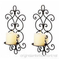 Adeco HD0033 Decorative Iron Vertical Candle Tea Light Pillar Holder Wall Sconce  Antique Vintage Style  Classy Home Decor Accents  Set of Two black with Antique Finish - B014X5BOJI