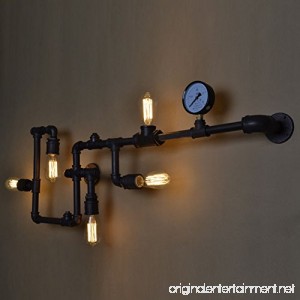 BAYCHEER HL371017 Industrial Retro Vintage style Farmhouse Industry Steam Punk Water Pipe Wall Sconce wall light lamp with use 5 each 40w E26 Bulbs - B01LYGWHIJ