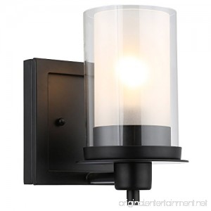 Designers Impressions Juno Matte Black 1 Light Wall Sconce / Bathroom Fixture with Clear and Frosted Glass: 73482 - B0787DW3Z4