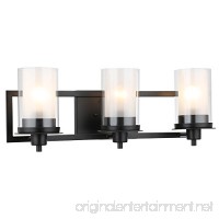 Designers Impressions Juno Matte Black 3 Light Wall Sconce/Bathroom Fixture with Clear and Frosted Glass: 73484 - B0787VFH79