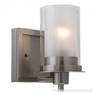 Designers Impressions Juno Satin Nickel 1 Light Wall Sconce / Bathroom Fixture with Clear and Frosted Glass: 73466 - B01N9M37KY