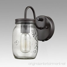 EUL Vintage Mason Jar Light Fixture Clear Glass 2-Pack Wall Sconces Oil Rubbed Bronze - B07BWDJMVV