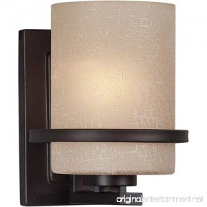 Forte Lighting 2404-01-32 1-Light Transitional Wall Sconce Antique Bronze Finish with Umber Linen Glass Shade - B002MJ95M6