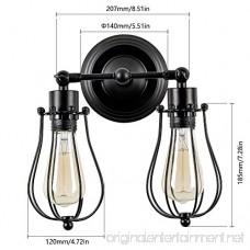 Industrial Wall Sconce Csinos Retro Wall Sconce Lighting Black Rustic 2-light Wall Lamp Wire Caged Wall Light - B06XFBS3QR