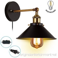 Metal Wall Sconce 1 Light Fixture E26 Base UL Plug In Cord Lighting Vintage Industrial Loft Style Wall Lamp For Bathroom Dining Room Kitchen Bedroom Bulbs Included - B076GZV6Q5