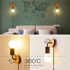 Minimalist Wall Light Sconce Plug-in E26/27 Base Modern Contemporary Style Down Lighting Dimmble Wall Lamp Fixture with Wood Base for Bedroom Closet Guest Room Hall Night Lighting (Black) - B0784WY7ZN