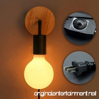 Minimalist Wall Light Sconce Plug-in E26/27 Base Modern Contemporary Style Down Lighting Dimmble Wall Lamp Fixture with Wood Base for Bedroom  Closet  Guest Room Hall Night Lighting (Black) - B0784WY7ZN