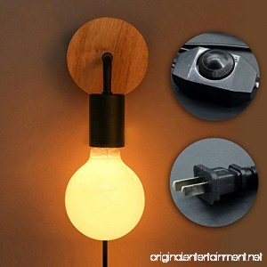 Minimalist Wall Light Sconce Plug-in E26/27 Base Modern Contemporary Style Down Lighting Dimmble Wall Lamp Fixture with Wood Base for Bedroom Closet Guest Room Hall Night Lighting (Black) - B0784WY7ZN