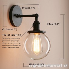 Pathson Industrial Wall Sconce with Round Clear Glass Globe Shade Vintage Style Wall Lamp Farmhouse Wall Light Fixtures for Loft Bathroom Bedroom - B06WRP231F