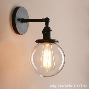 Pathson Industrial Wall Sconce with Round Clear Glass Globe Shade Vintage Style Wall Lamp Farmhouse Wall Light Fixtures for Loft Bathroom Bedroom - B06WRP231F