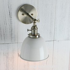 Permo 6.3-Inch Metal Dome Shade Industrial Wall Sconce Lighting Fixture (White) - B01DBI3CMU