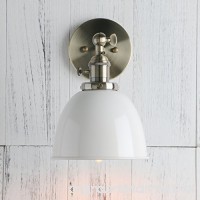 Permo 6.3-Inch Metal Dome Shade Industrial Wall Sconce Lighting Fixture (White) - B01DBI3CMU