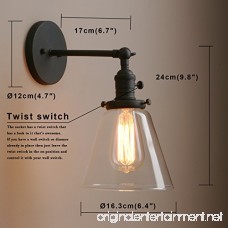 Permo Industrial Wall Sconce Lighting with On/Off Switch Funnel Flared Clear Glass Hand Blown Shade (Black) - B01N0DNKWH