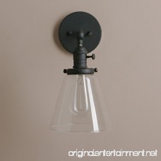 Permo Industrial Wall Sconce Lighting with On/Off Switch Funnel Flared Clear Glass Hand Blown Shade (Black) - B01N0DNKWH