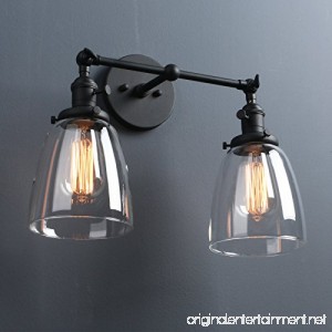 Phansthy 2-Light Vintage Style Industrial Wall Light Sconce Light Fixture with 5.6 Oval Cone Clear Glass Shade - B0739TS9R6