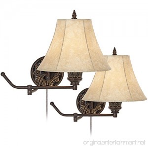 Rosslyn Set of 2 Bronze Plug-In Swing Arm Wall Lamps - B006OZZG68